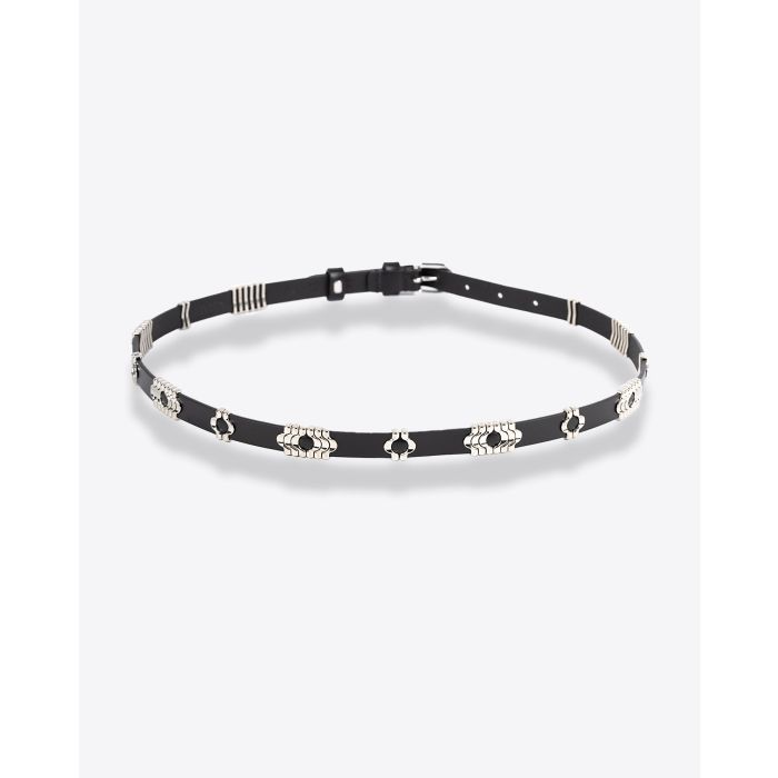 Ceinture bijou en cuir de veau noir et métal argenté Odena Isabel Marant. Dos.