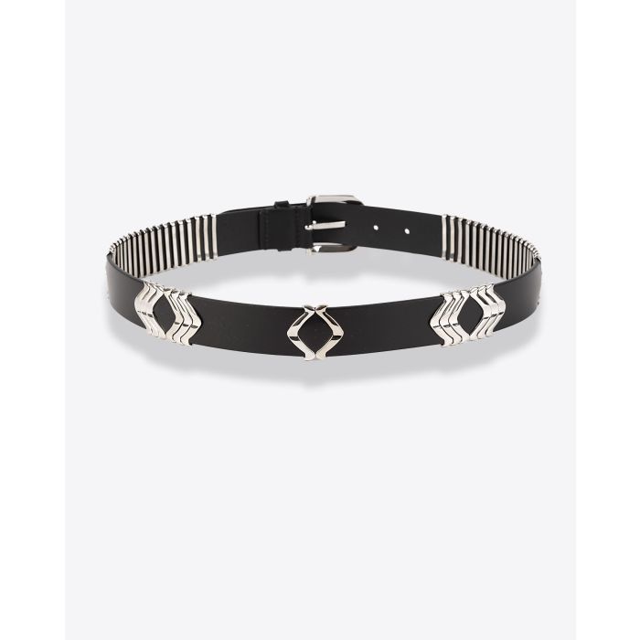 Ceinture en cuir noir ornements en métal argenté Tehora Isabel Marant. Dos. 