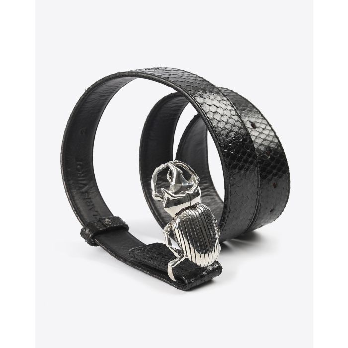 Ceinture Beetle Claris Virot en python noire.
