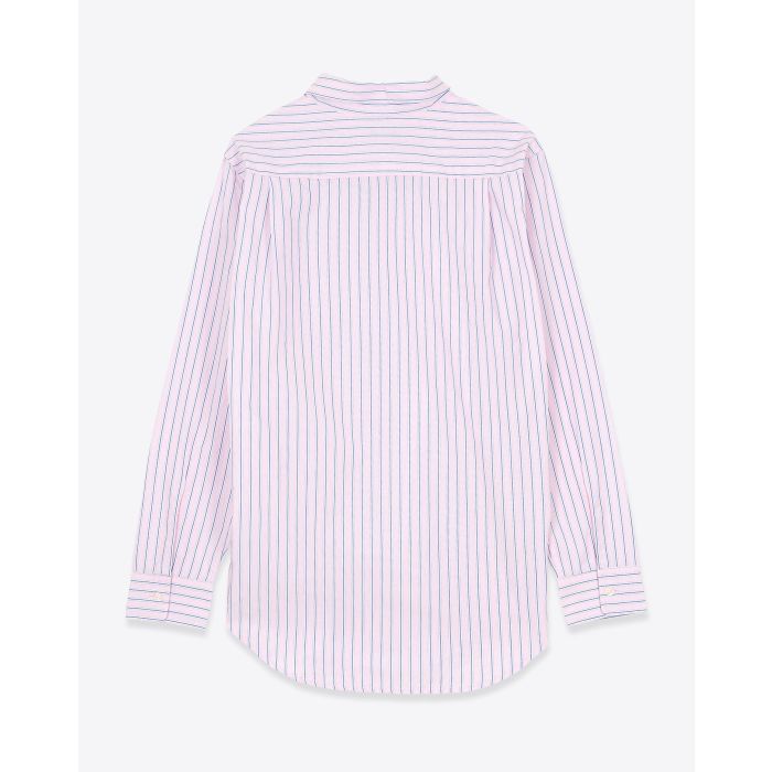 Chemise Boyfriend en popeline de coton à rayures roses blanches et bleues Denimist. Dos