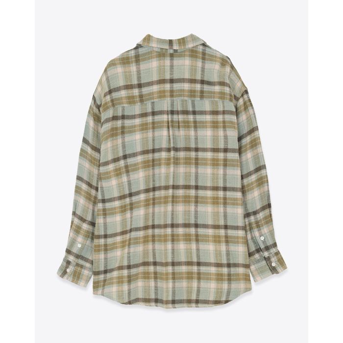 Chemise Boyfriend Shirt R13 à carreaux turquoise Plaid. Vue de dos.