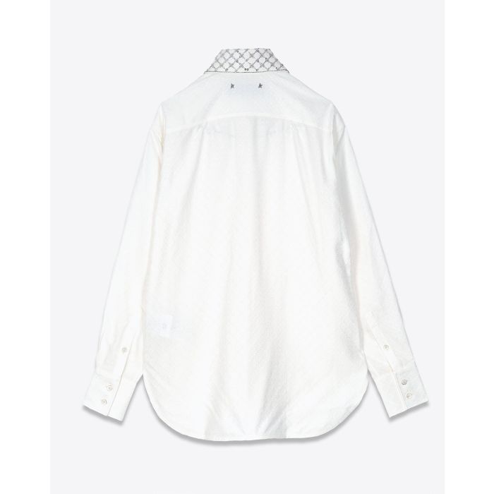 Golden Goose  Chemise Jacquard et Broderie Blanche Antique 
