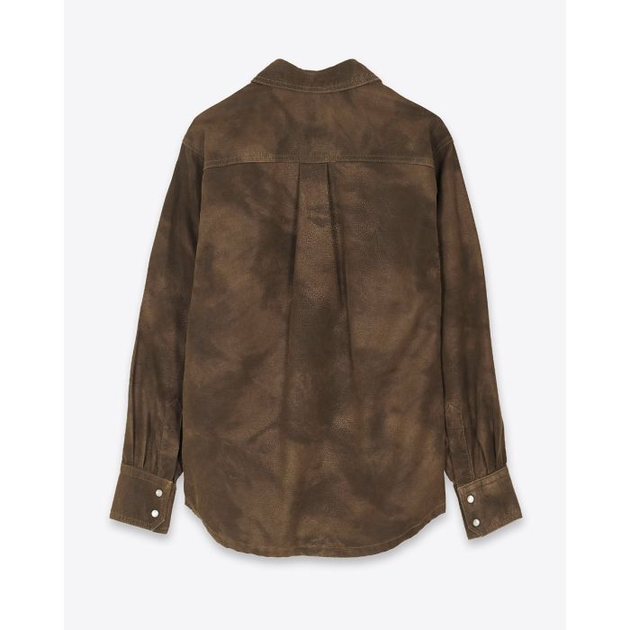 Chemise Karima Isabel Marant Étoile en faux cuir Tabacco. Vue de dos.