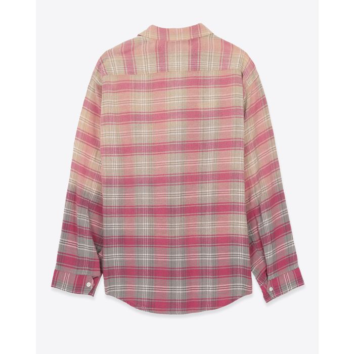 Chemise oversize manches longues R13 en coton à carreaux roses. Vue dos.