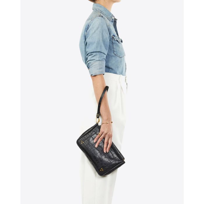 Jérôme Dreyfuss Accessoires Clap L – Vachette Croco Noir