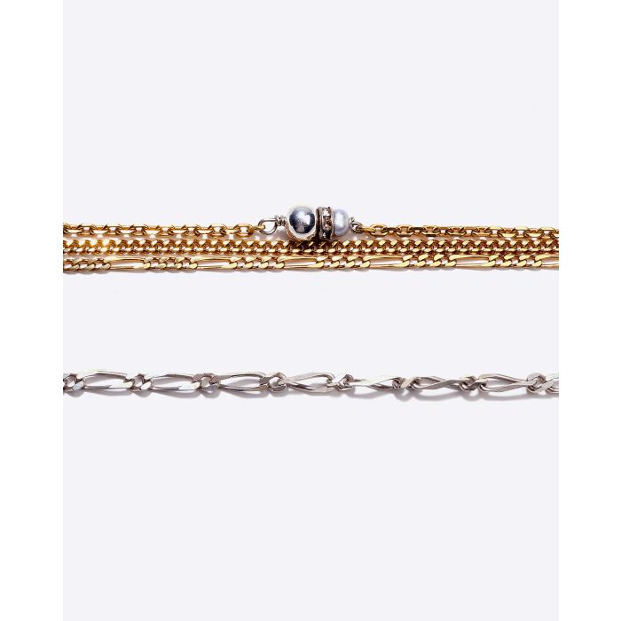 Anicet Collier Chaines et Perles 3 Argent et Plaqué Or