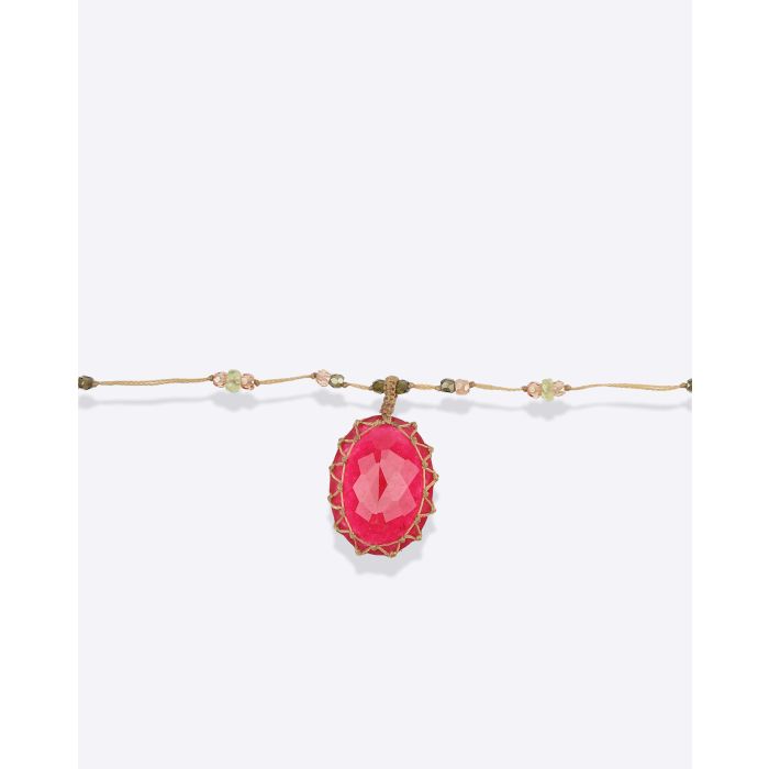 Collier Court Tibétain V  Rubelite Pink Sharing 