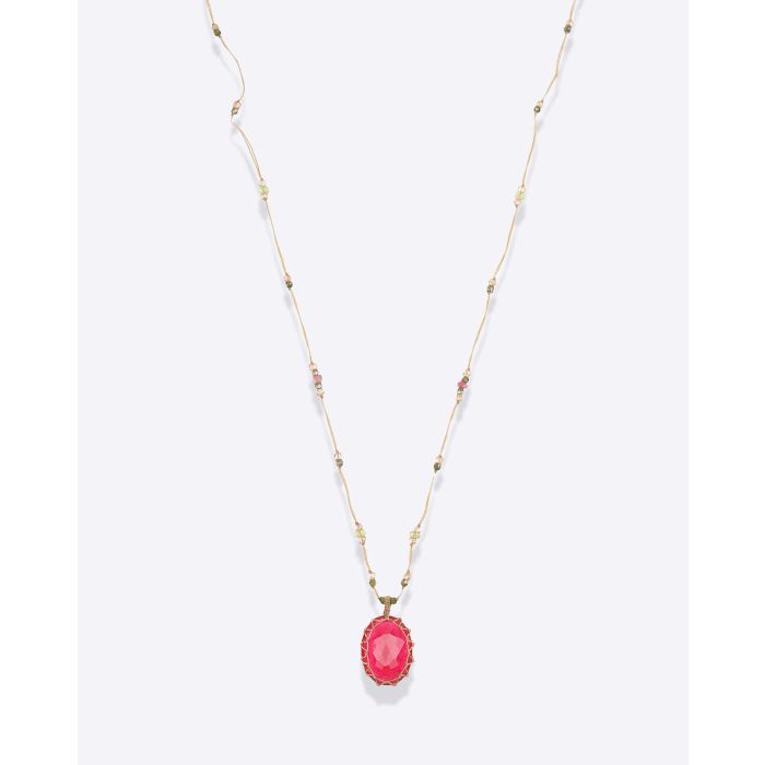 Collier Court Sharing  Tibétain V  Rubelite Pink 