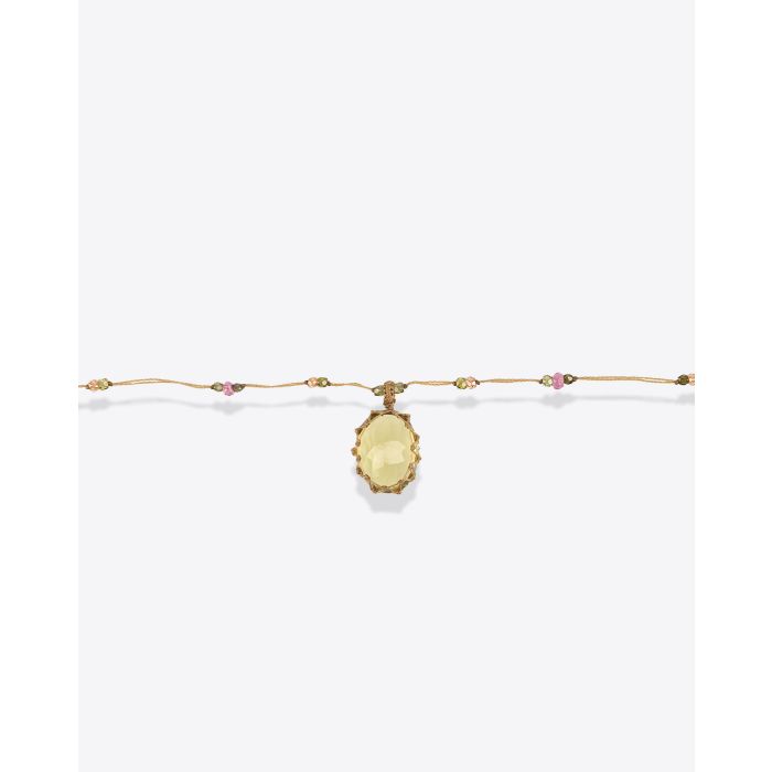 Sharing Collier Court Tibétain VVV Olive Quartz

