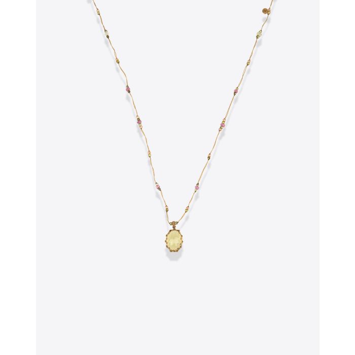 Sharing Collier Court Tibétain VVV Olive Quartz
