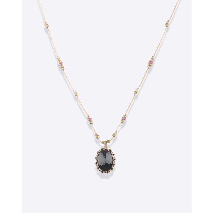 Collier court Tibétain Onyx black Sharing. 