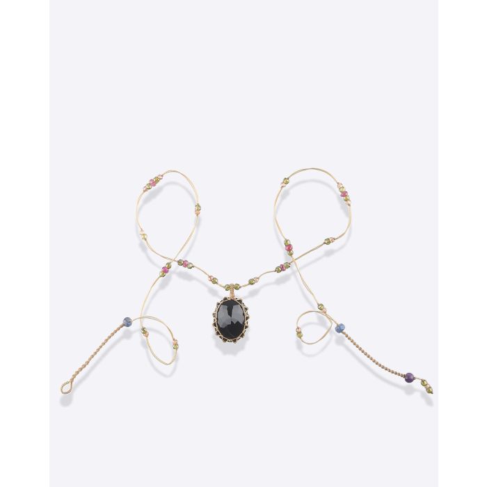 Collier court Tibétain Onyx black Sharing bijoux. Pièce unique.