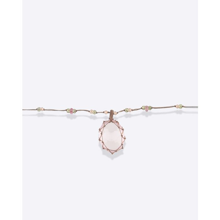 Collier Long Tibétain Pink Quartz Sharing 