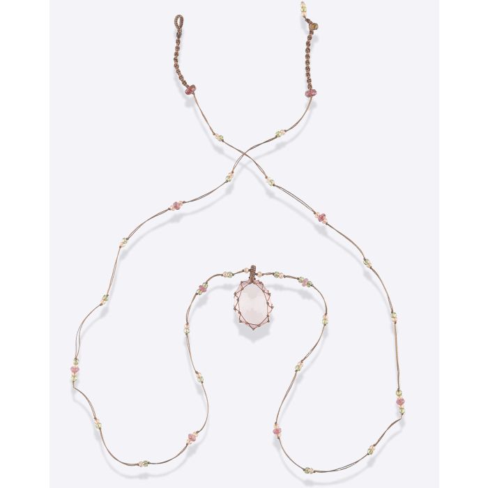 Collier Long Tibétain Pink Quartz Sharing 