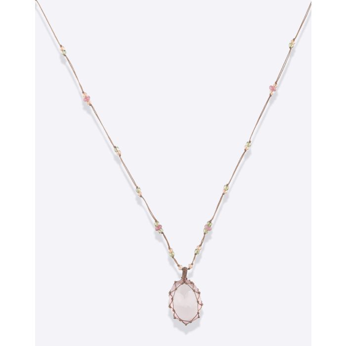 Collier Long Tibétain Pink Quartz Sharing 