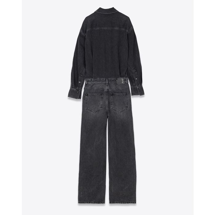 Combinaison Pantalon Tessie Haikure en denim noir. Vue dos. 
