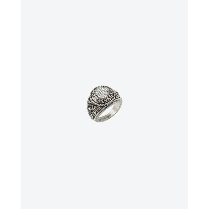 Chevalière en argent et diamants blancs De Jaegher.