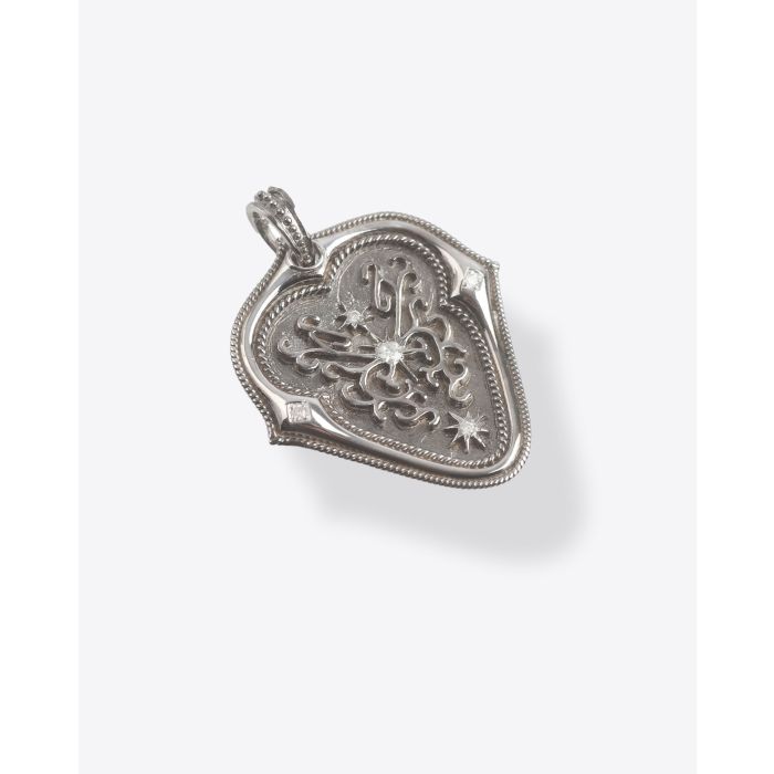 Pendentif De Jaegher Médiator Tribute to Jimi en argent et diamants.
