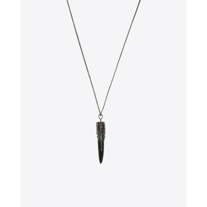 Pendentif corne en Onyx et argent diamants Wild life De Jaegher