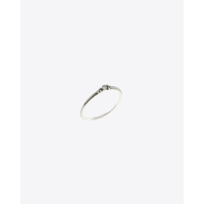 Bague fine mini sunny bubble argent noirci diamant 2mm De Jaegher.