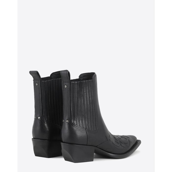 Boots esprit santiags Debbie Beatles en cuir noir Golden Goose femme. Dos.