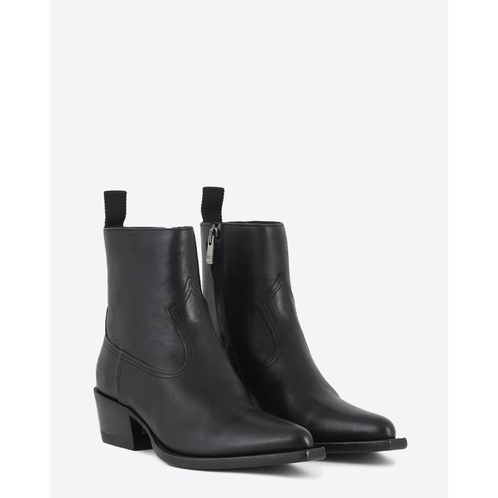 Boots santiags en cuir noir Golden Goose femme. Face.