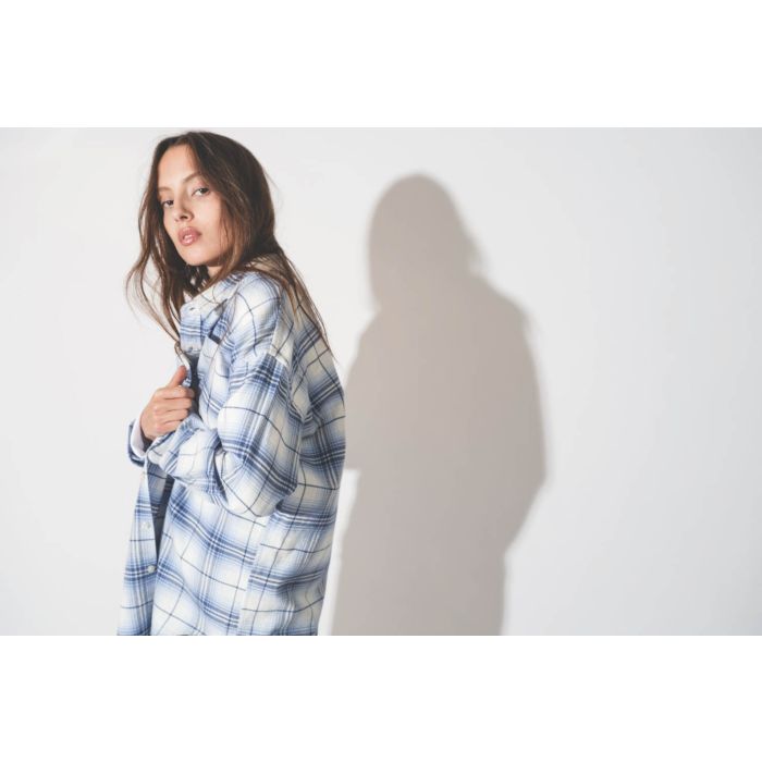 Denimist Chemise Button Front  Bleu Blanc Plaid