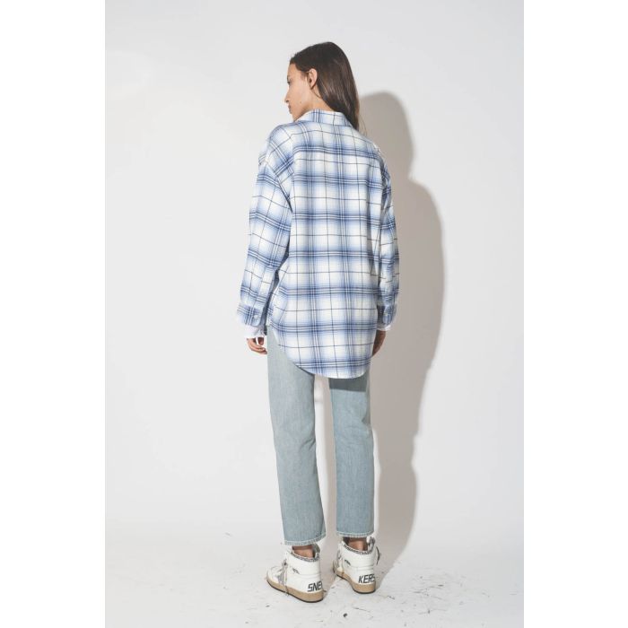 Denimist Chemise Button Front  Bleu Blanc Plaid
