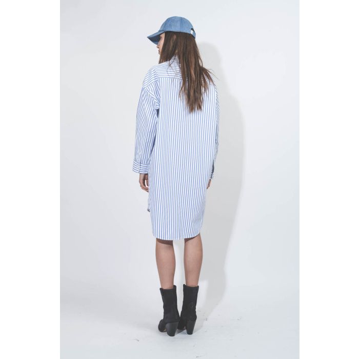 Denimist Robe Chemise Button Front Rayures Bleues