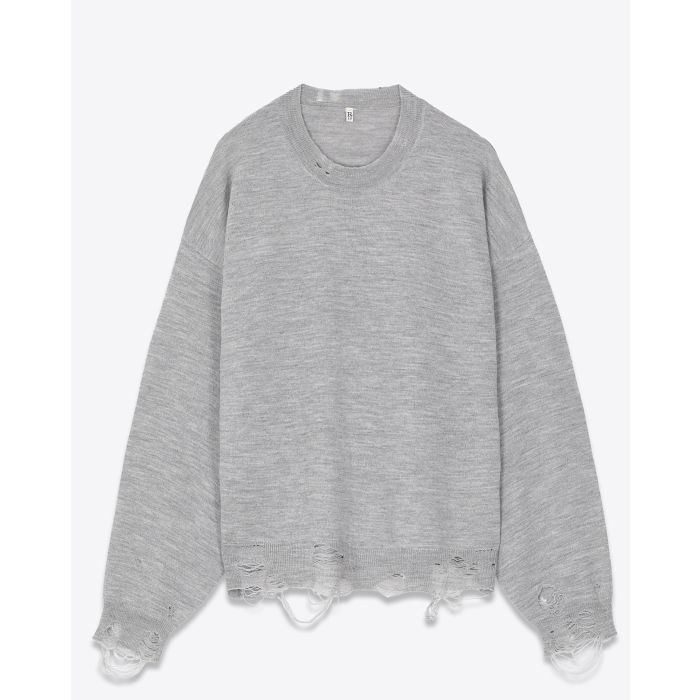Pull Oversize Distressed Cropped gris R13 Denim