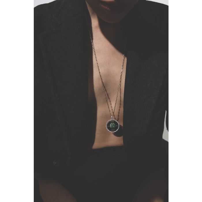 Pendentif Lucky en Or Jaune 9K et Saphirs Blancs Feidt Paris