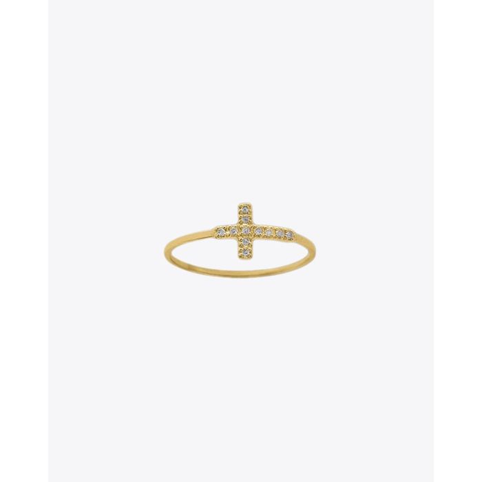 Feidt Bague Croix Pavée - Or jaune 18k 