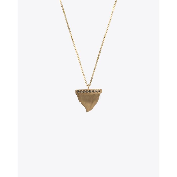 Feidt Collier Dent de Requin – Or jaune 9k et Saphirs Gris