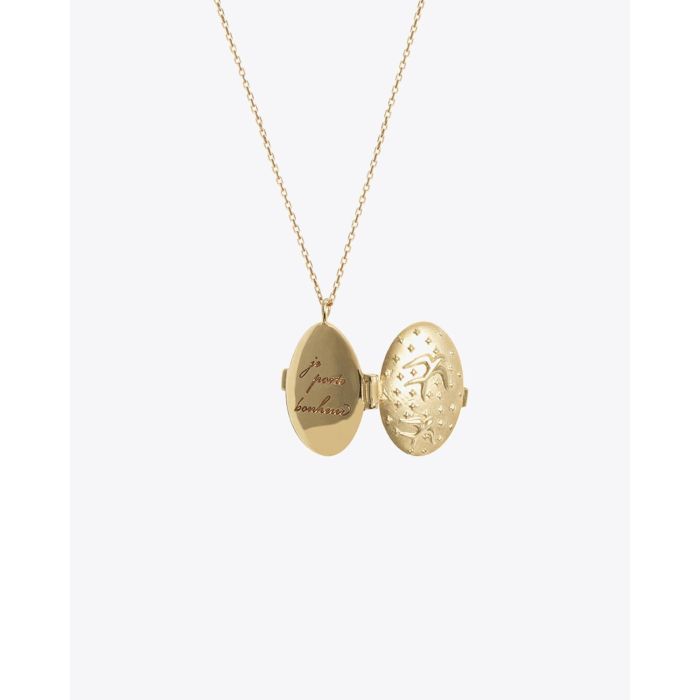 Feidt Collier Lucky médaillon ovale Icône Oiseau Or jaune 9k 