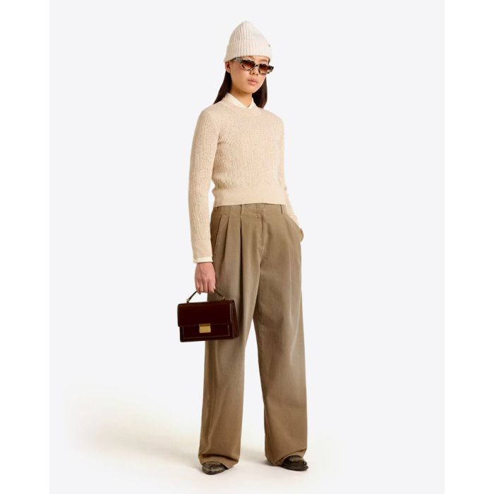 Pantalon Flavia Golden Goose Femme en coton kaki. Porté  avec des santiags. 