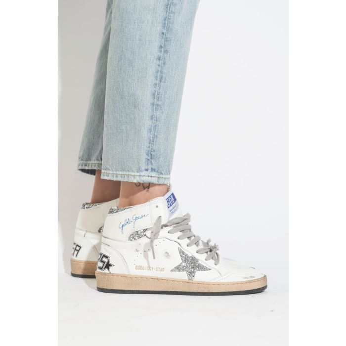 Golden Goose Femme Sneakers Sky Star – Blanc Argent 80185