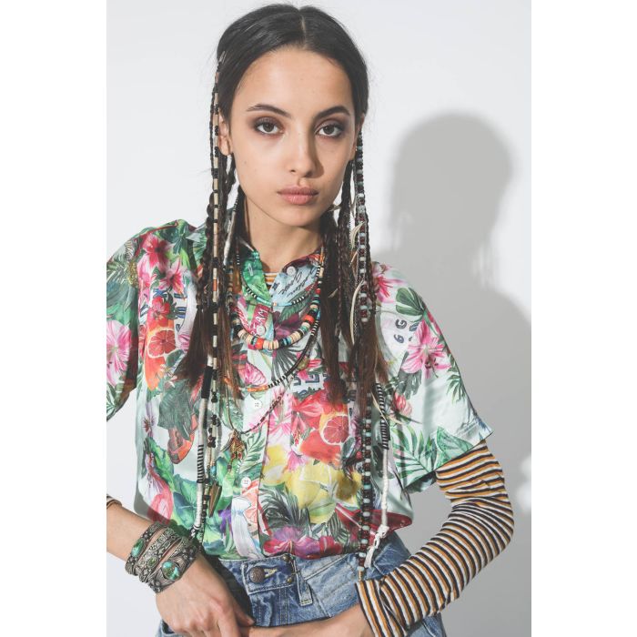 Golden Goose Shirt Miami Tropical -  Morning Mist Multicolor