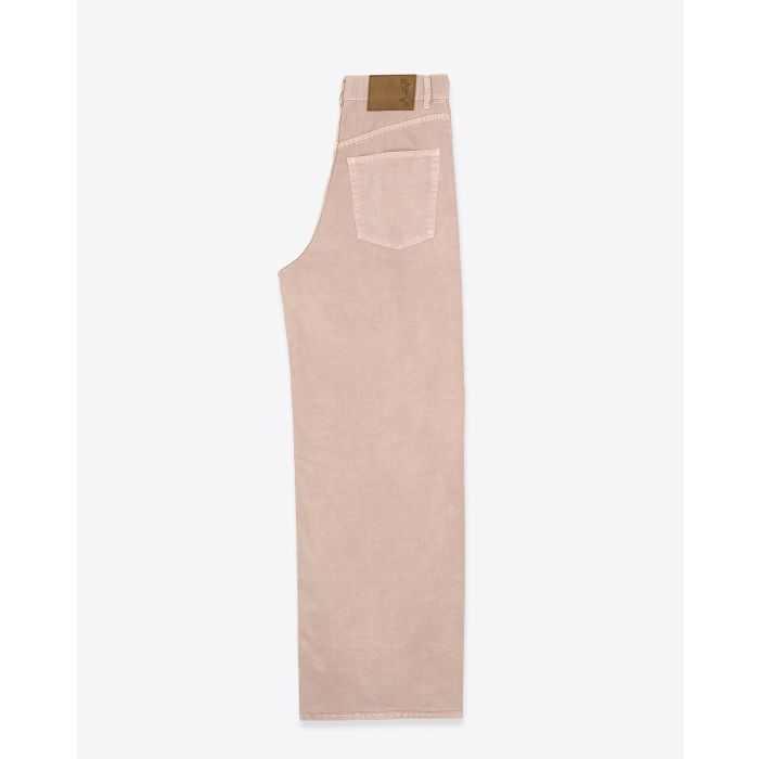 Jean large à pinces en toile beige Candy Haikure. Profil