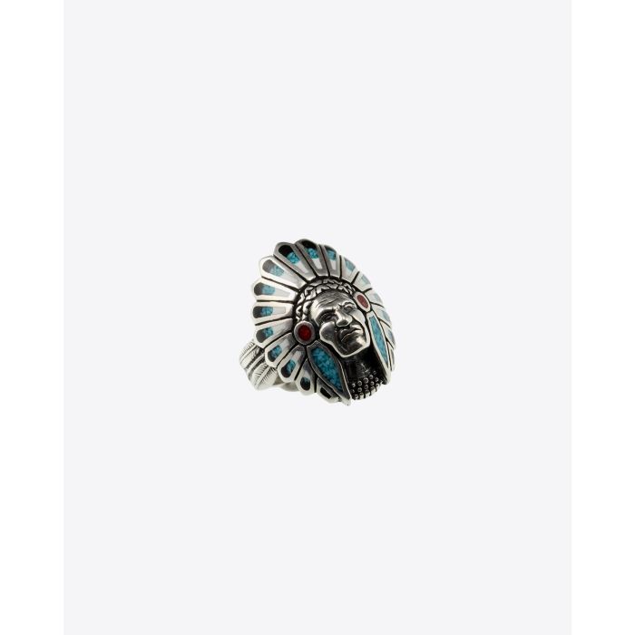 Harpo Bague Navajo Inlay Tête d'Indien relief PM - R569