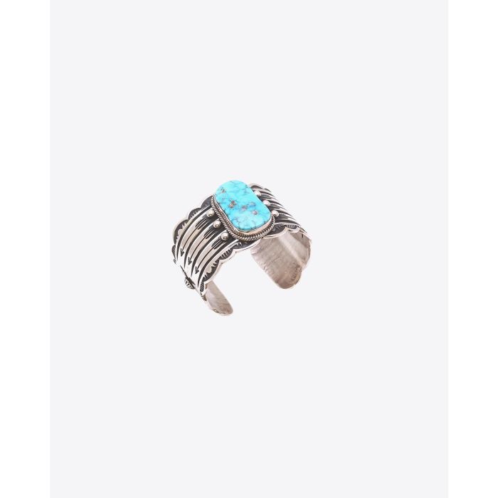 Manchette en argent grosse turquoise Harpo Paris
