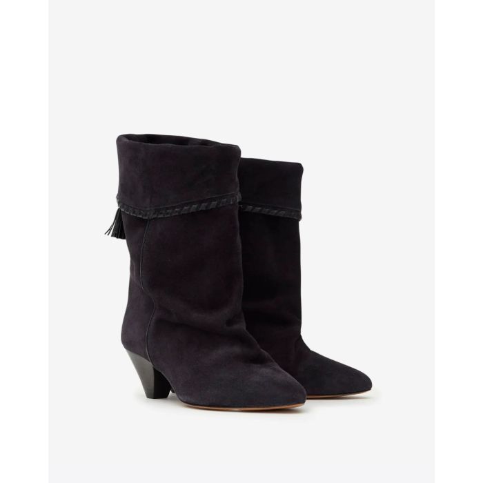 Boots Dalby Isabel Marant en cuir suédé noir délavé.
