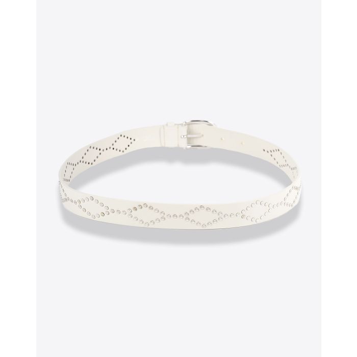 Ceinture en cuir écru clouté métal argenté Liliana Isabel Marant. Dos.