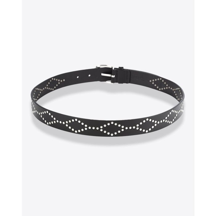Ceinture en cuir noir clouté argenté Liliana Isabel Marant. Dos.