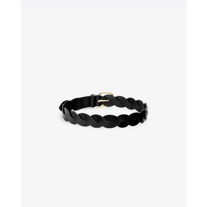 Ceinture Zigza Isabel Marant en cuir noir tressé. Dos.