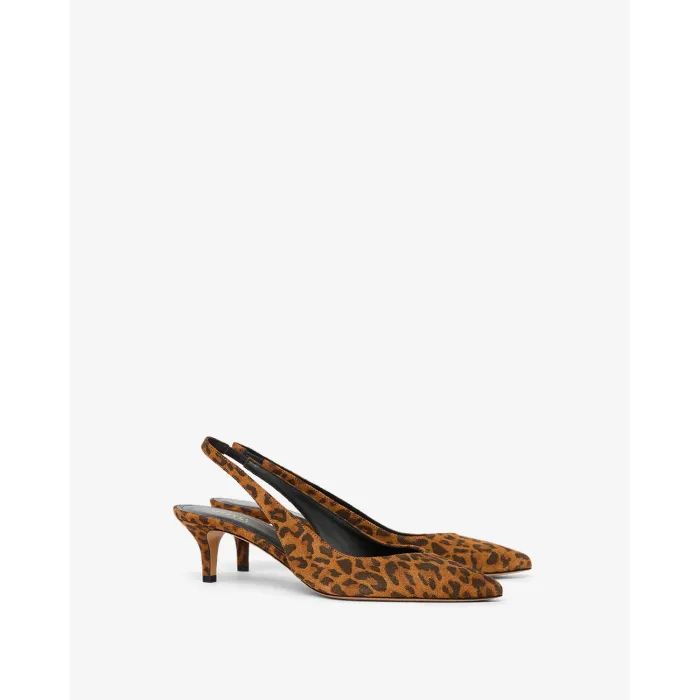 Escarpins Padim Isabel Marant en cuir suédé imprimé léopard. Bride arrière.