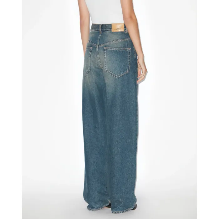 Jean large bleu délavé Joanny Isabel Marant Etoile. Porté de dos.