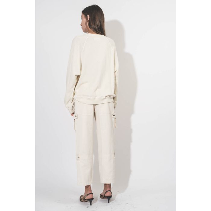 Pantalon large taille haute avec poches Cargo en toile écrue Jannick Isabel Marant Etoile.