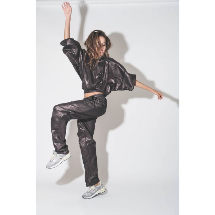 Pantalon de jogging baggy lamé noir Prunelia Isabel Marant Etoile. 