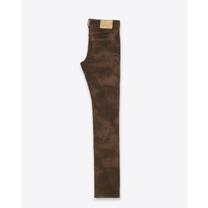 Pantalon Kelsie Isabel Marant Etoile en faux cuir Tabacco. Vue de profil.