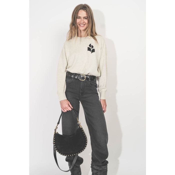Pull Marisans Isabel Marant Etoile en coton et laine gris clair logo noir. 
